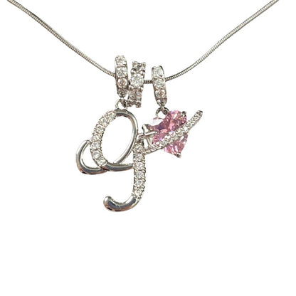Letter&Heart Zirconia Necklace