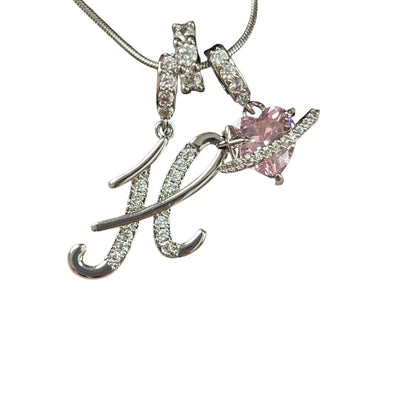 Letter&Heart Zirconia Necklace