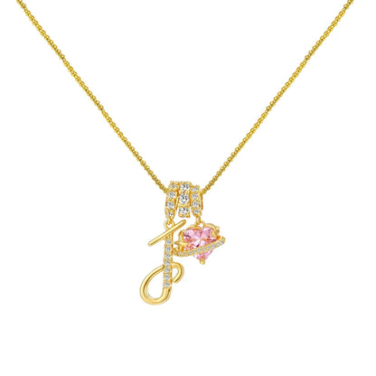Letter&Heart Zirconia Necklace