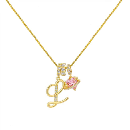 Letter&Heart Zirconia Necklace