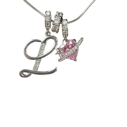 Letter&Heart Zirconia Necklace