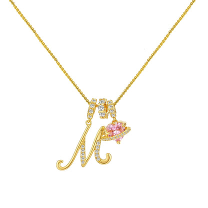 Letter&Heart Zirconia Necklace