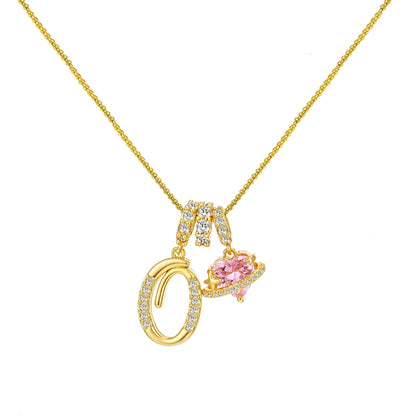 Letter&Heart Zirconia Necklace