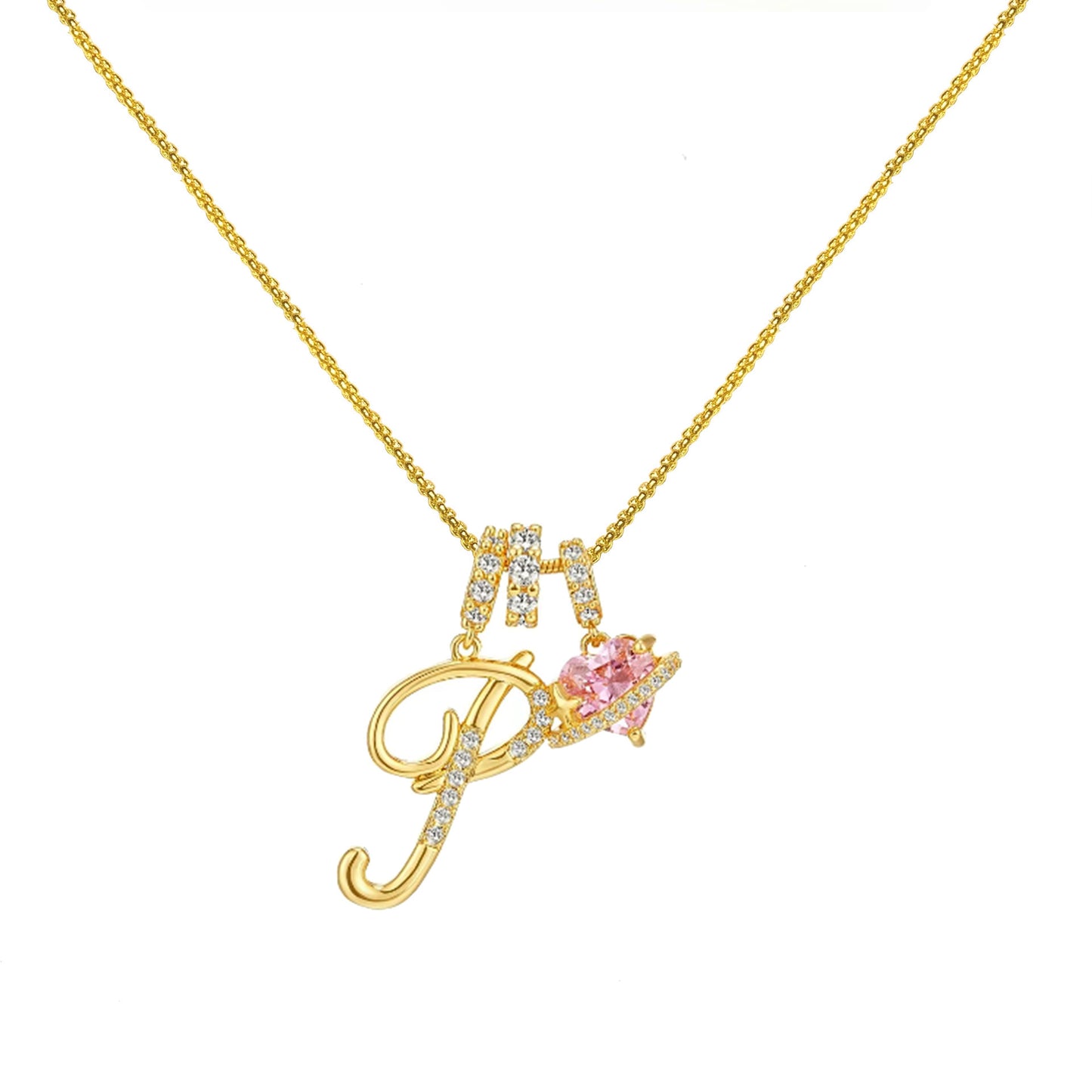 Letter&Heart Zirconia Necklace