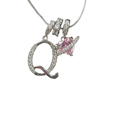 Letter&Heart Zirconia Necklace