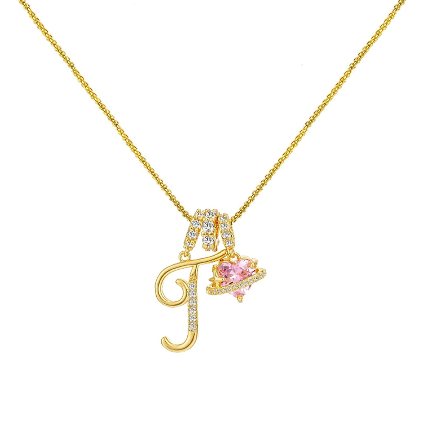 Letter&Heart Zirconia Necklace